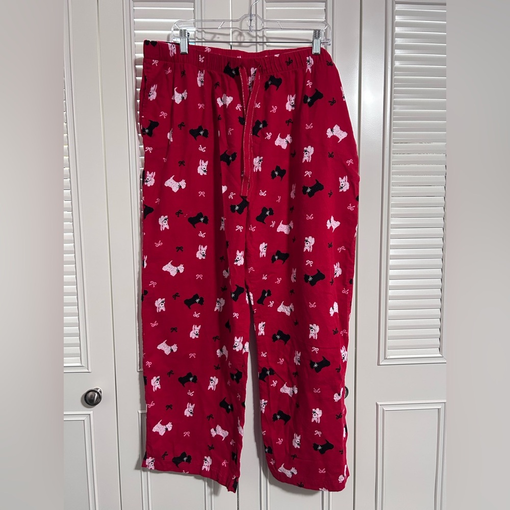 Women’s Red Pajama Pants with Dog Print Size XL